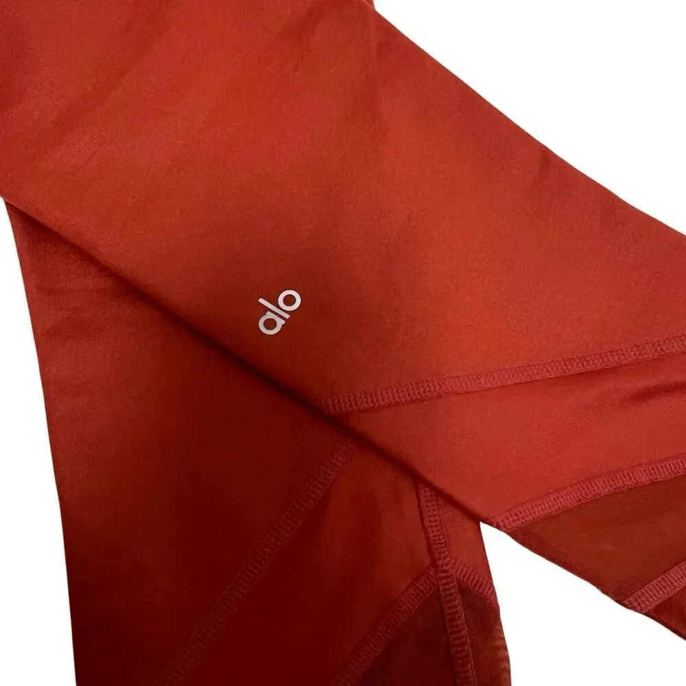 Alo Yoga Sz Medium Edge Sunbaked Capri Airbrush Crop Leggings Burnt Orange Pants